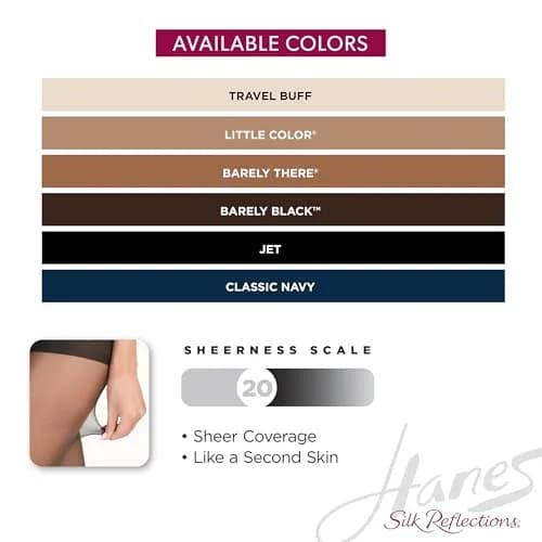 Hanes Silk Reflections Non Control Reinforced Toe Silky Sheer Pantyhose | Barely There, Size AB thumbnail 5