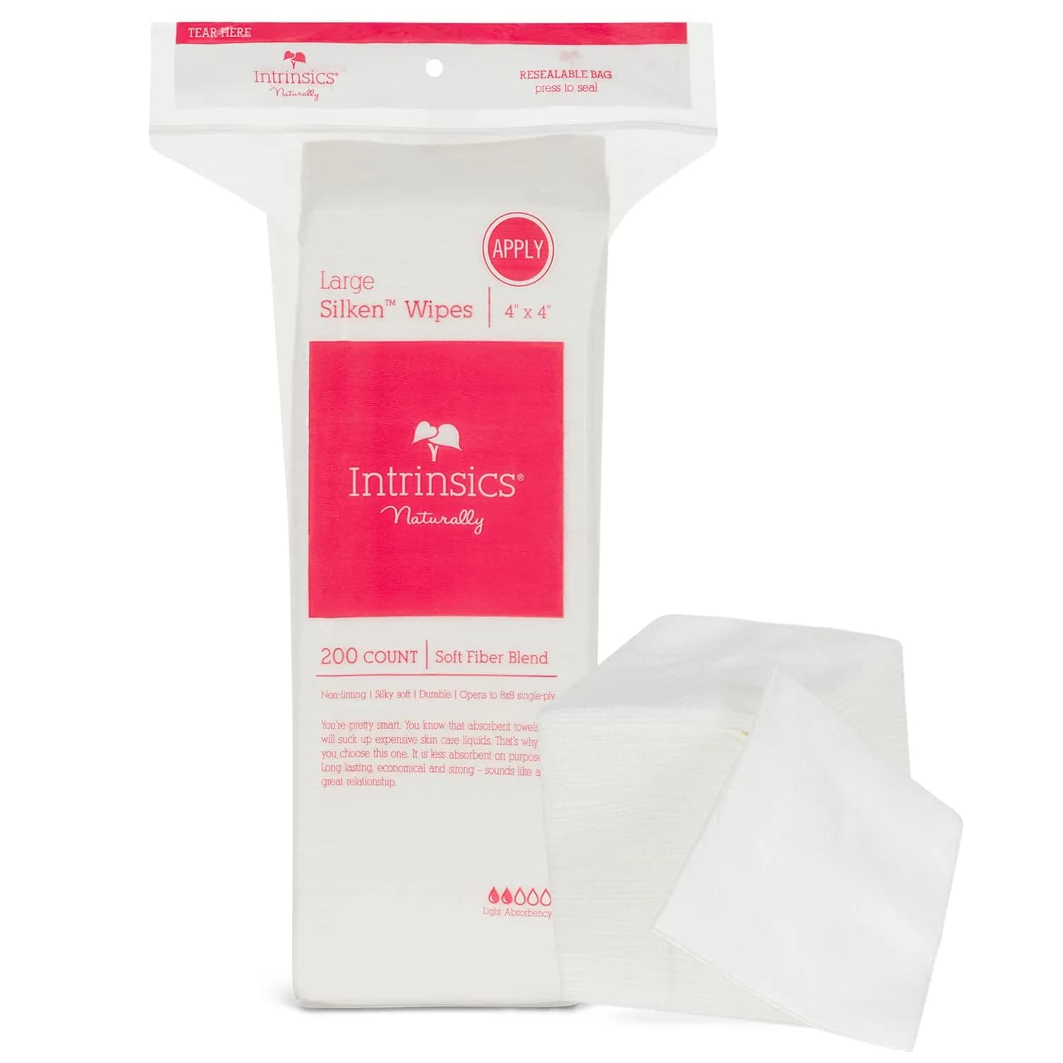 Intrinsics Silken 4x4 Esthetic Wipes 200 Count | Lint-Free Facial Wipes for Toner & Makeup Removal - main product image