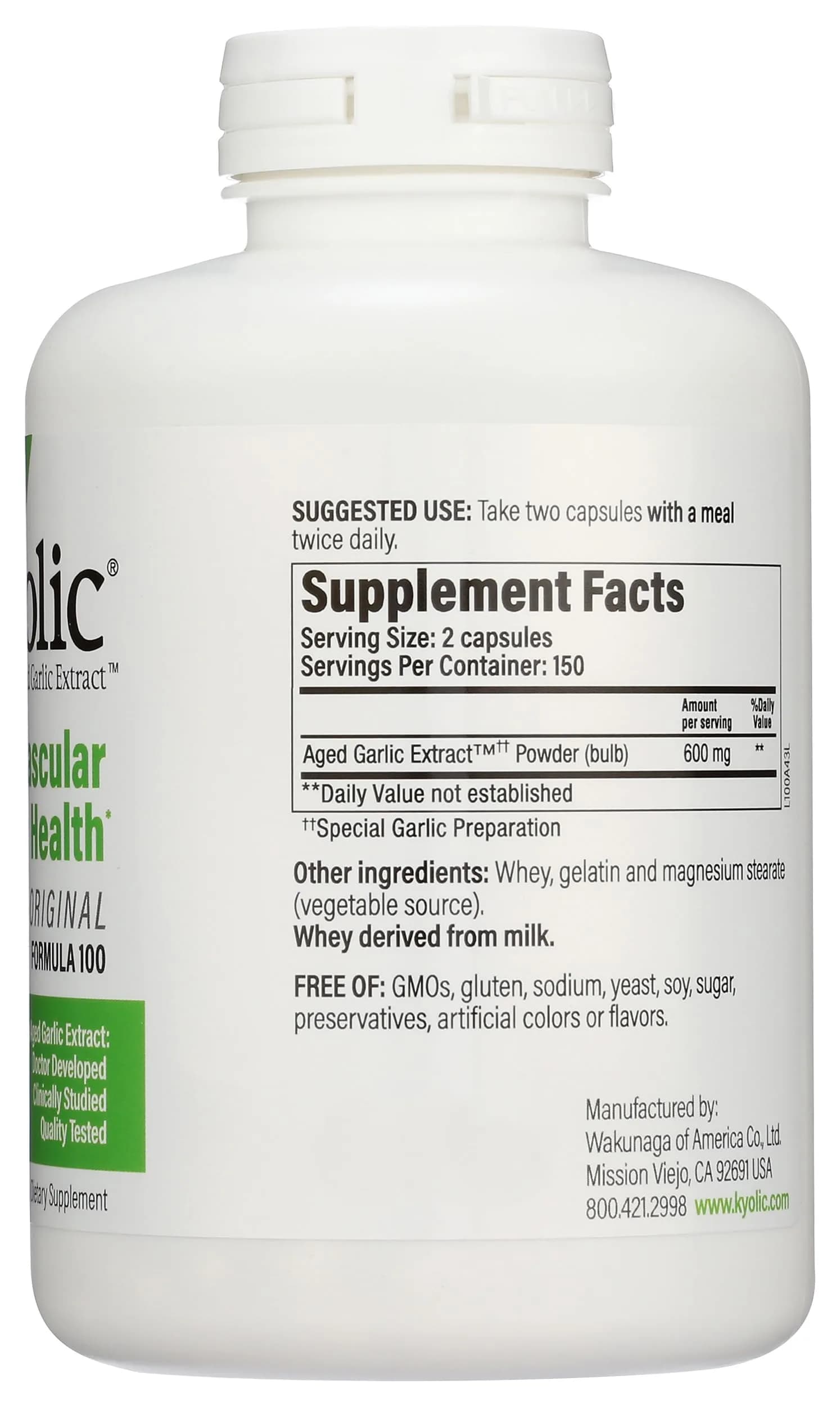 Kyolic Aged Garlic Extract Formula 100 Capsules | Cardiovascular Health Support, 300 Count (150 Servings) - view 6