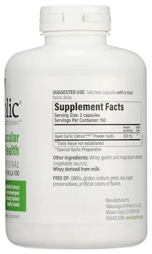 Kyolic Aged Garlic Extract Formula 100 Capsules | Cardiovascular Health Support, 300 Count (150 Servings) thumbnail 6