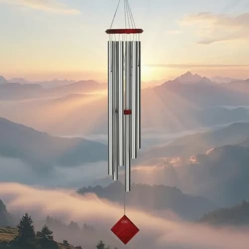 Woodstock Chimes Neptune Wind Chime 54" Silver | Deep Tone Musical Outdoor Decor thumbnail 2