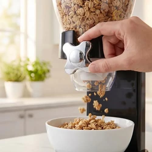 ZevrO Dual Dry Food Dispenser Black/Chrome 17.5 oz Per Canister (35 oz Total) | Portion Control Kitchen Organizer thumbnail 5
