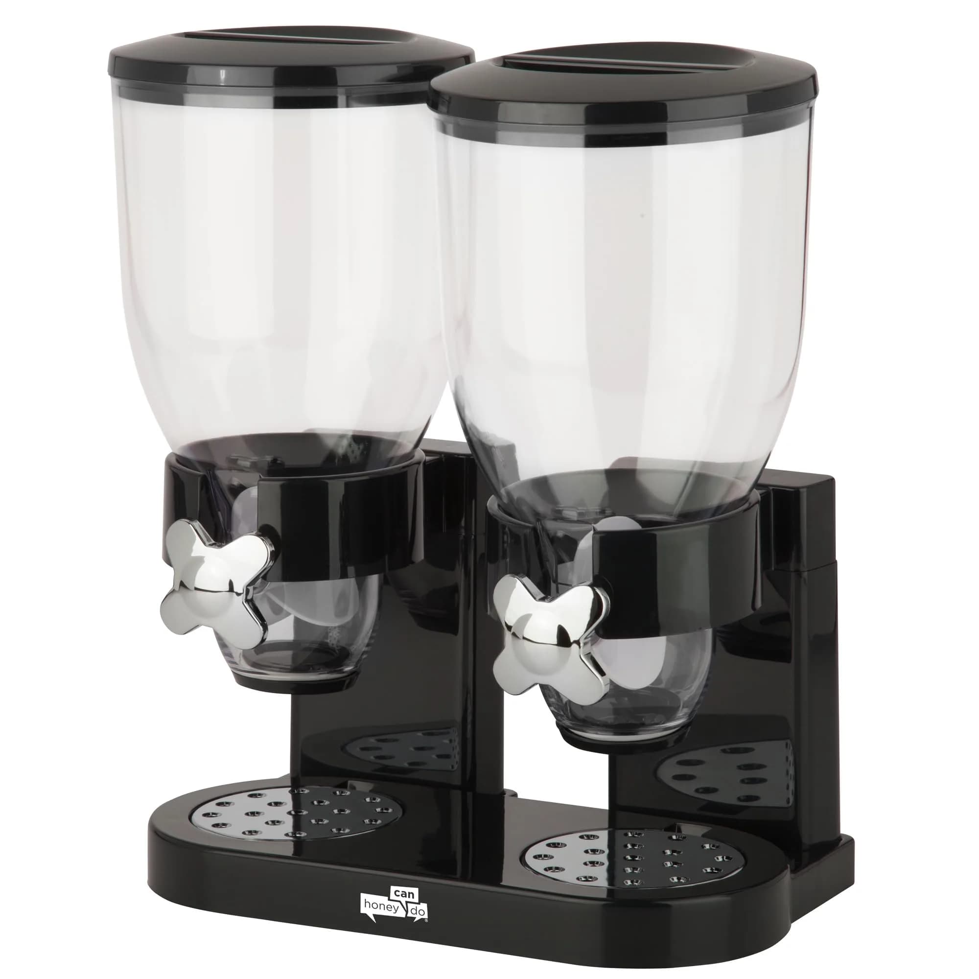 ZevrO Dual Dry Food Dispenser Black/Chrome 17.5 oz Per Canister (35 oz Total) | Portion Control Kitchen Organizer - view 3