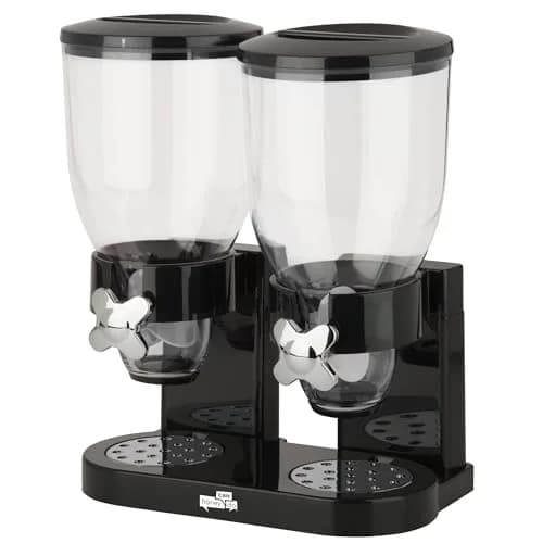 ZevrO Dual Dry Food Dispenser Black/Chrome 17.5 oz Per Canister (35 oz Total) | Portion Control Kitchen Organizer thumbnail 3