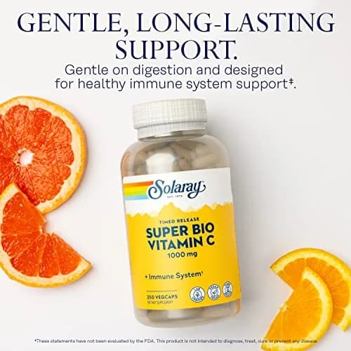 SOLARAY Super Bio Buffered Vitamin C 1000 mg Time Release | Vegan, 250 VegCaps, Supports Immunity & Heart thumbnail 3