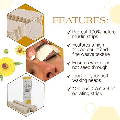 GIGI Petite Natural Muslin Waxing Strips 100 Ct (0.75 in x 4.5 in) | For All Skin Types thumbnail 4