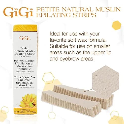 GIGI Petite Natural Muslin Waxing Strips 100 Ct (0.75 in x 4.5 in) | For All Skin Types thumbnail 2