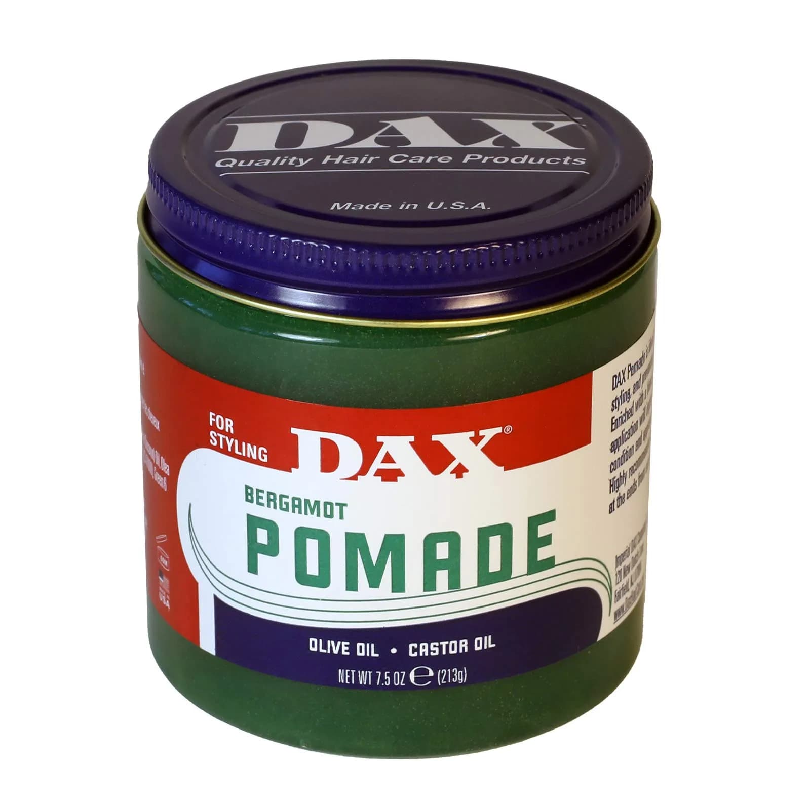 DAX Bergamot Pomade for Hair Styling, Conditioning, Moisture & Strength 213g (7.5 oz)