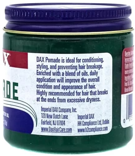 DAX Bergamot Pomade for Dry Hair 103.5 ml (3.5 oz) | Strong Hold, Glossy Finish thumbnail 2