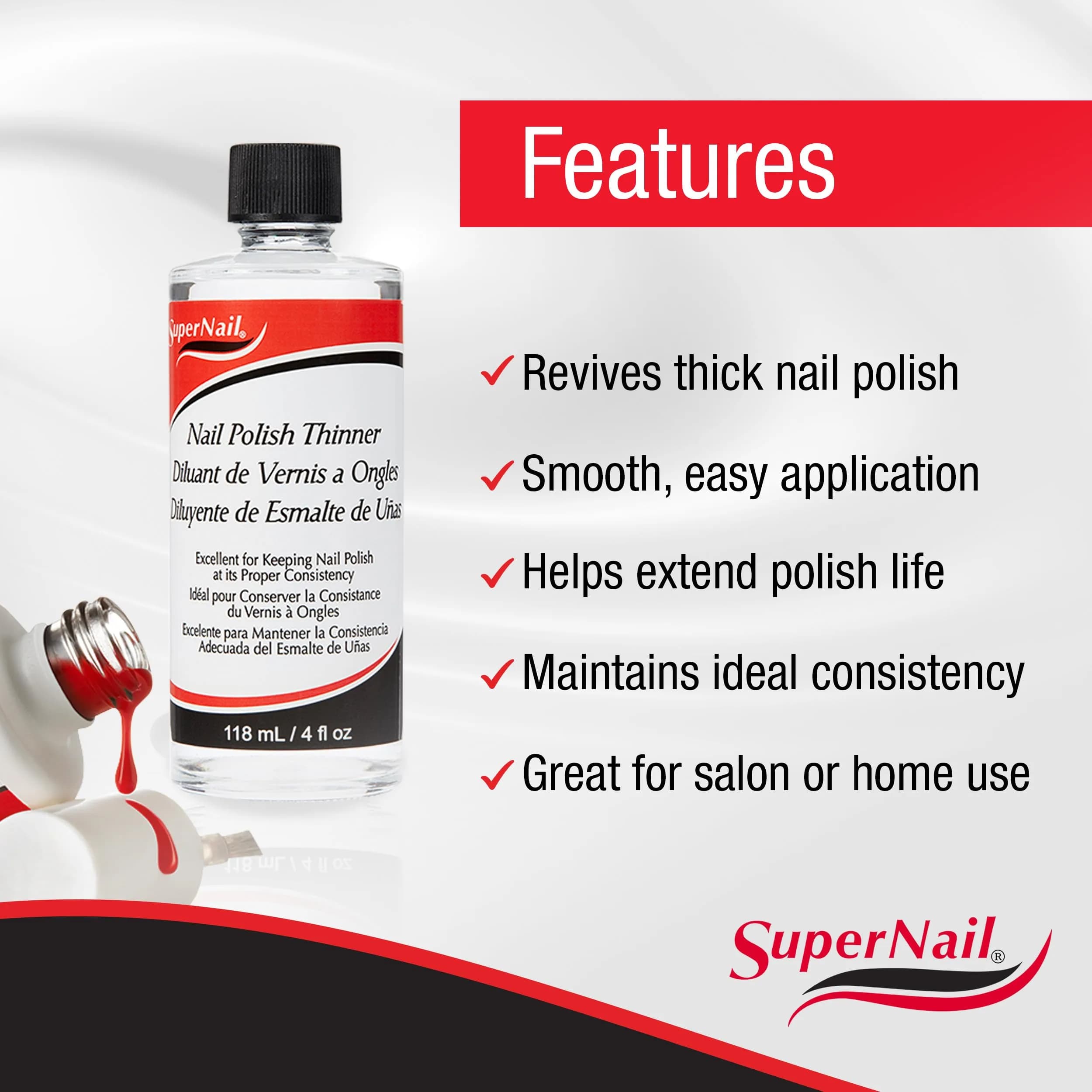 SuperNail Gel Nail Polish Thinner 118ml (4 fl oz) | Revives Thickened Lacquer for Smooth Application - view 4