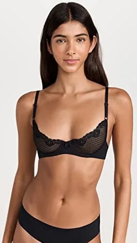Timpa Women's Duet Lace Underwire Demi Bra, 32B | Sheer Lace, Adjustable Straps, Underwire Support thumbnail 2
