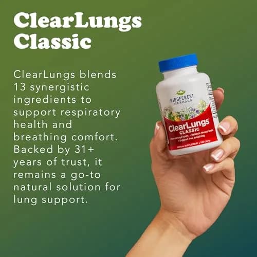 RidgeCrest Herbals ClearLungs Classic 120 Ct | Natural Lung Support for Adults thumbnail 5