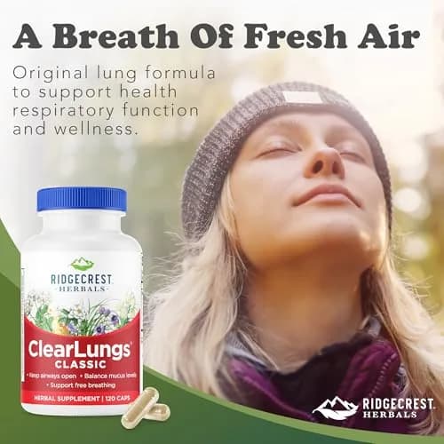 RidgeCrest Herbals ClearLungs Classic 120 Ct | Natural Lung Support for Adults thumbnail 6