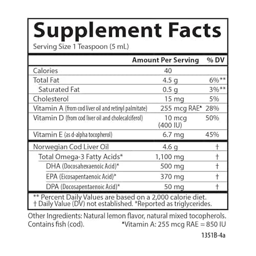Carlson Cod Liver Oil Liquid 250ml (8.4 Fl Oz) | Heart, Brain, Vision & Joint Health Support thumbnail 9