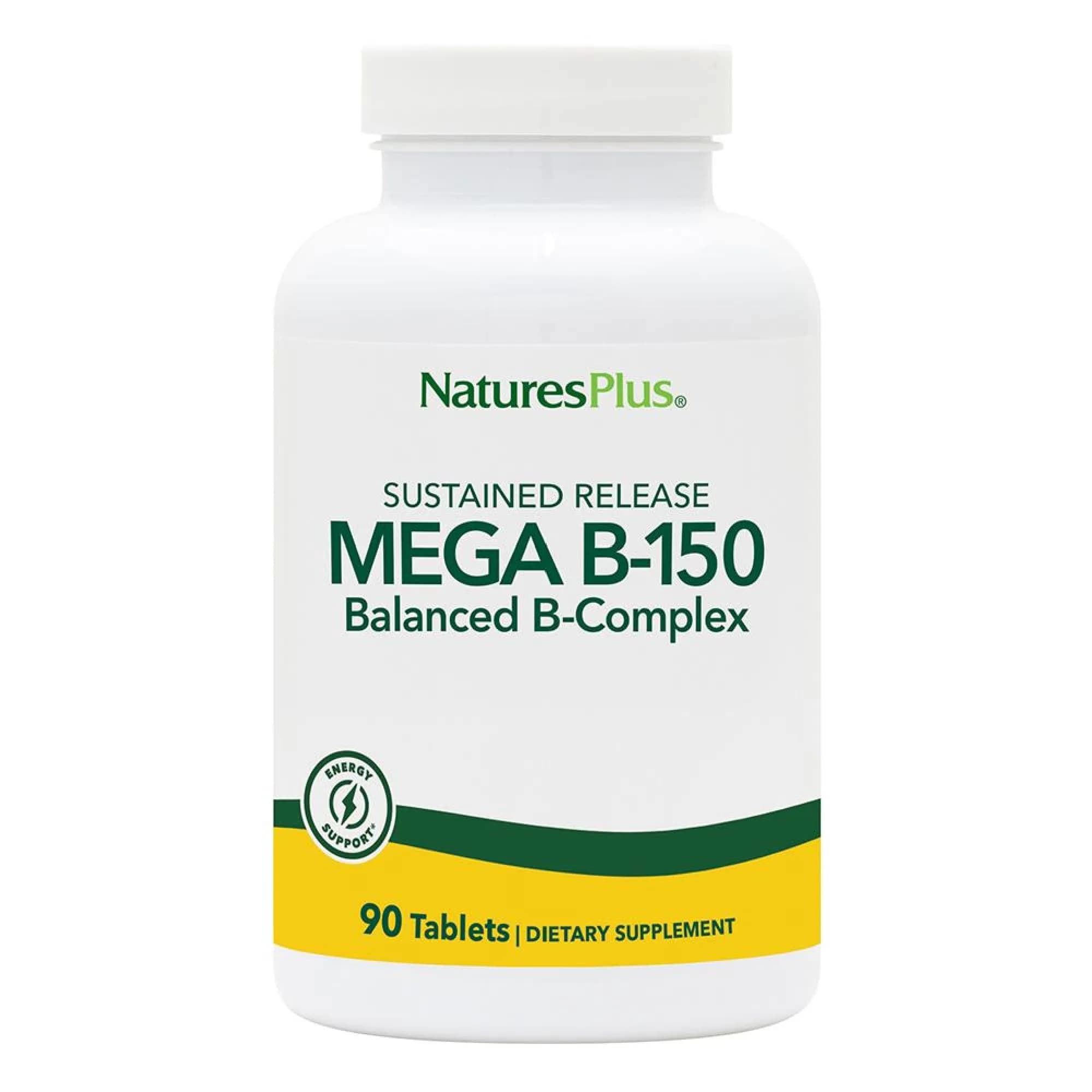 NaturesPlus Mega B-150 Complex 90 Vegetarian Tablets | Maximum Potency B Vitamin Support for Energy & Brain — Tablet