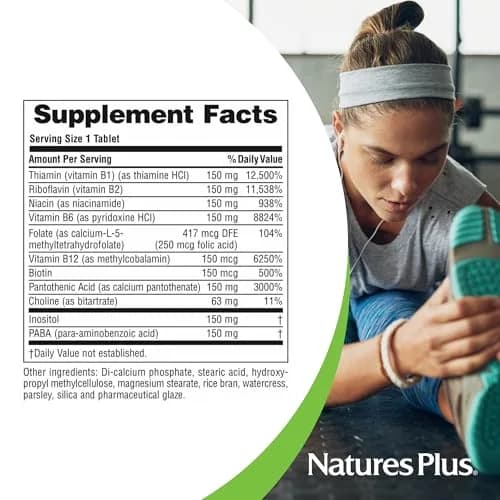 NaturesPlus Mega B-150 Complex 90 Vegetarian Tablets | Maximum Potency B Vitamin Support for Energy & Brain thumbnail 5