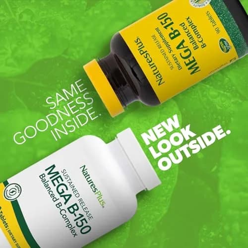 NaturesPlus Mega B-150 Complex 90 Vegetarian Tablets | Maximum Potency B Vitamin Support for Energy & Brain thumbnail 2