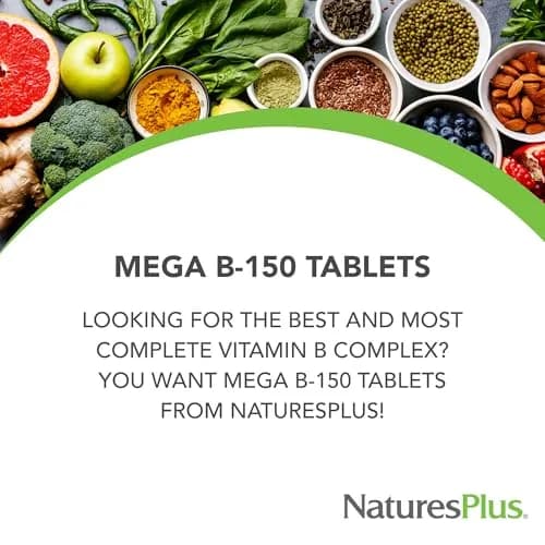 NaturesPlus Mega B-150 Complex 90 Vegetarian Tablets | Maximum Potency B Vitamin Support for Energy & Brain thumbnail 3