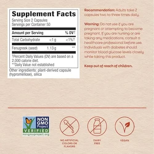 Nature's Way Fenugreek Seed Capsules 100 Count | Traditional Lactation Support thumbnail 7