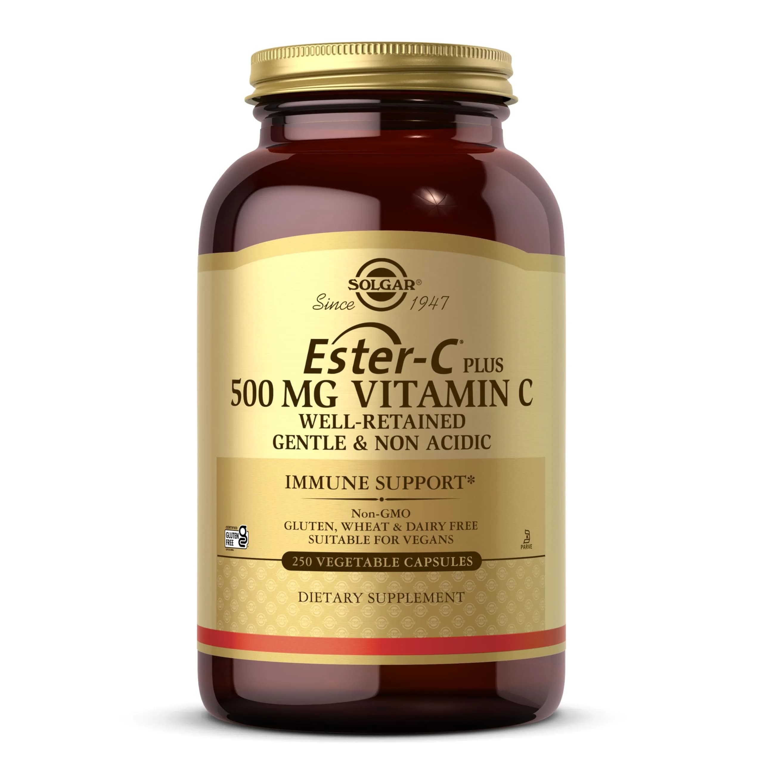 Solgar Ester-C Plus 500 mg Vitamin C (Ascorbate Complex) | Gentle, Non Acidic & Immune Support (70-120 chars) — No Color
