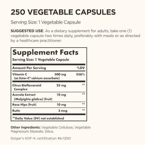 Solgar Ester-C Plus 500 mg Vitamin C (Ascorbate Complex) | Gentle, Non Acidic & Immune Support (70-120 chars) thumbnail 2
