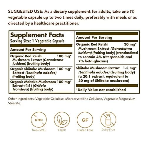 Solgar Multi-Mushroom Complex Vegetable Capsules 50 Count | Traditional Oriental Health Practices thumbnail 2