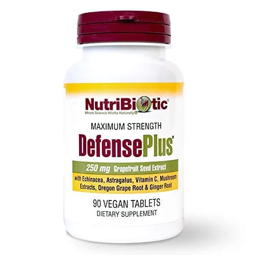 NutriBiotic DefensePlus 90 Tablets | 11-in-1 Immune Support with Vitamin C & Mushrooms thumbnail 1
