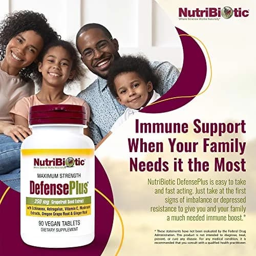 NutriBiotic DefensePlus 90 Tablets | 11-in-1 Immune Support with Vitamin C & Mushrooms thumbnail 4