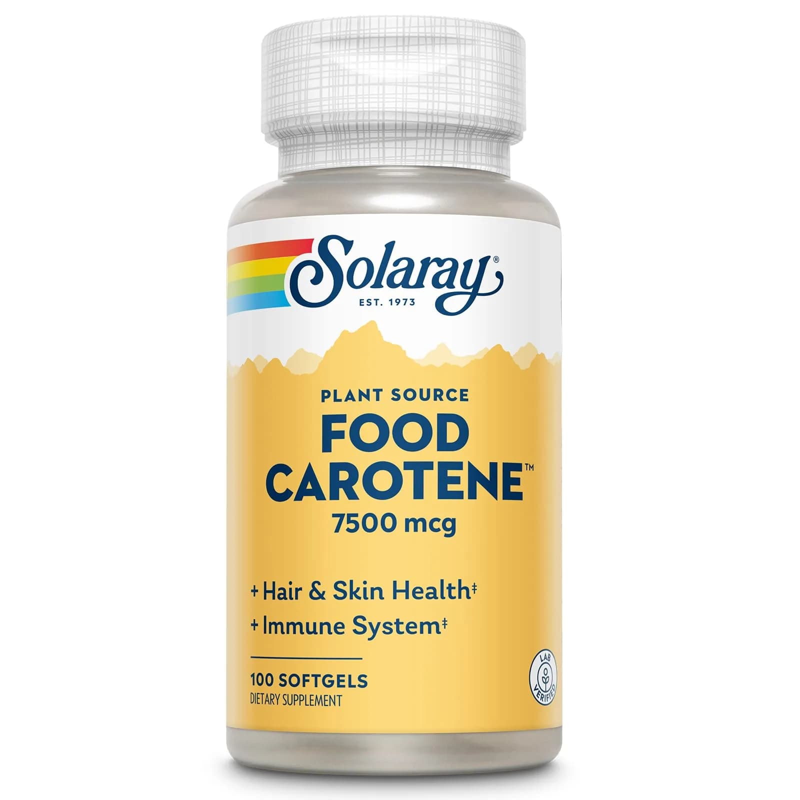 SOLARAY Plant Source Food Carotene 25000 IU | Supports Vision & Skin Health — No Color