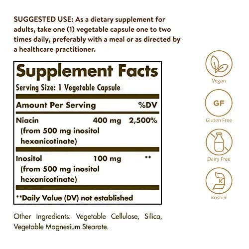 Solgar No-Flush Niacin 500 mg | No-Flush Delivery | 250 Vegetable Capsules thumbnail 2
