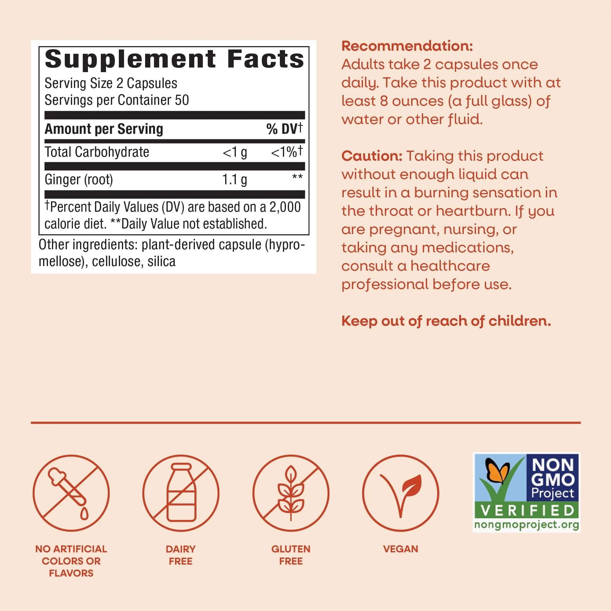 Nature's Way Ginger Root Capsules 1100 mg per Serving, Vegan, 100 Count | Supports Digestive Comfort & Reduces Nausea - view 7