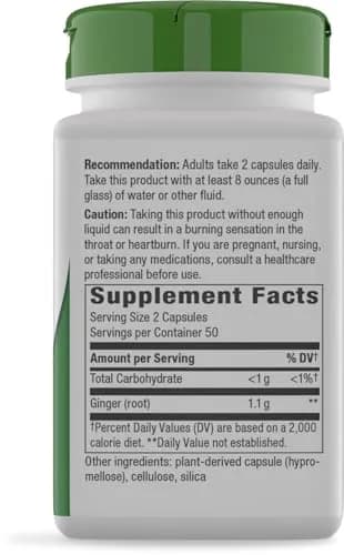 Nature's Way Ginger Root Capsules 1100 mg per Serving, Vegan, 100 Count | Supports Digestive Comfort & Reduces Nausea thumbnail 9