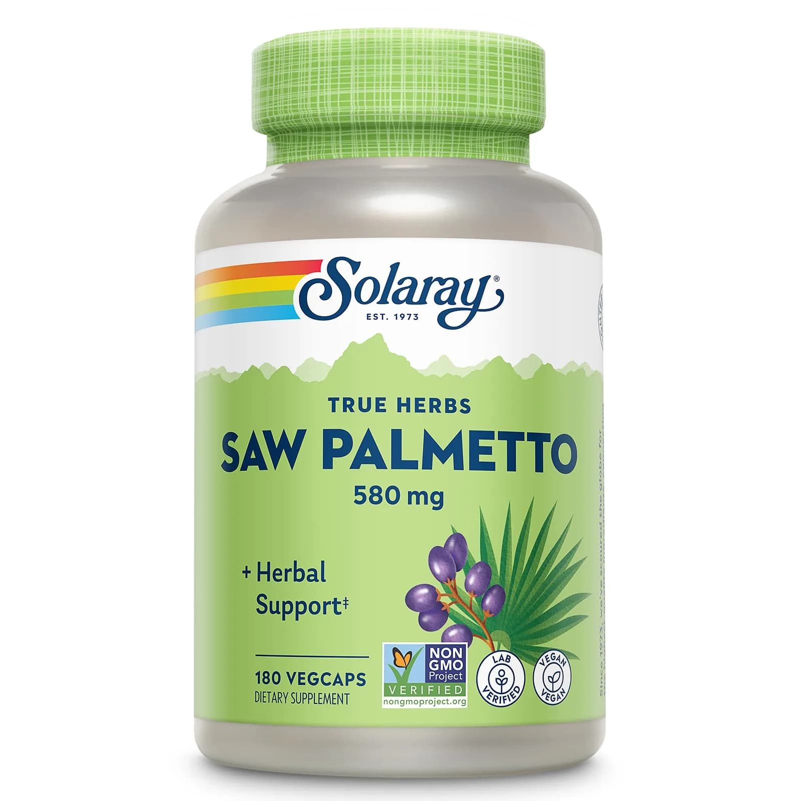 SOLARAY Saw Palmetto Berries 580 mg | Supports Prostate & Men’s Wellness — No Color