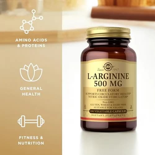 Solgar L-Arginine 500 mg Vegetable Capsules | Nitric Oxide Stimulator for Heart Health (100 Count) thumbnail 4