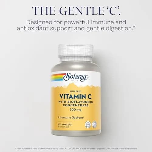 SOLARAY Buffered Vitamin C 500 mg | Vegan, Antioxidant Support, 100 VegCaps thumbnail 3
