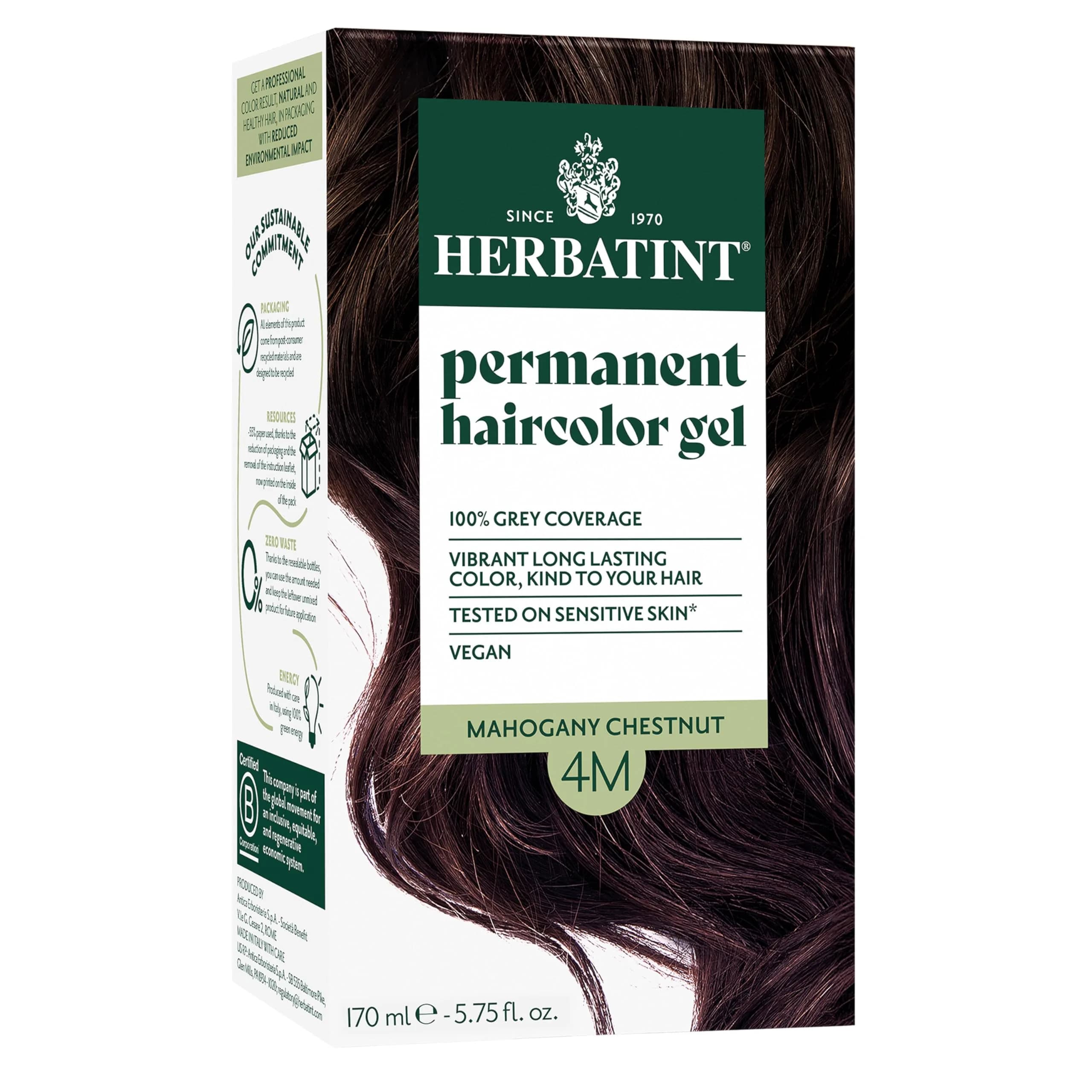 Herbatint 7C Ash Blonde Permanent Hair Dye 166ml (5.75 Fl Oz) | Ammonia-Free, Vegan, Grey Coverage — 4M Mahogany Chestnut / 5.75 Fl Oz