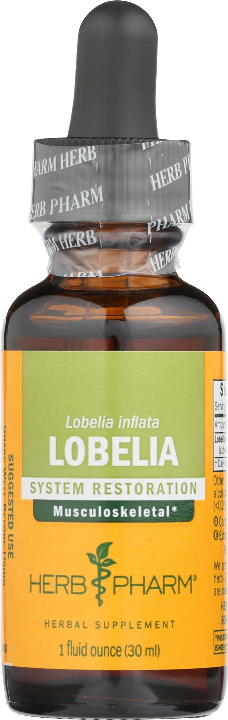 Herb Pharm Certified Organic Lobelia Liquid Extract 1 Fl Oz (29.57 ml) | Musculoskeletal System Support - main product image