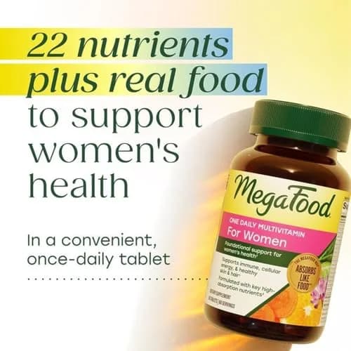 MegaFood One Daily Multivitamin for Women with 22 Nutrients, 90 Tablets | Supports Energy, Bone & Immune Health thumbnail 4