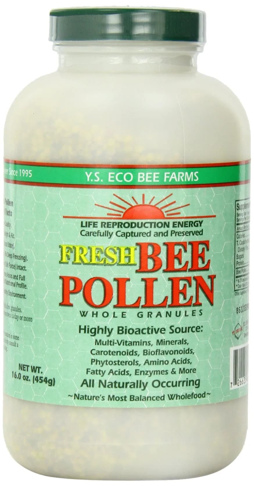 YS Organic Fresh Bee Pollen Whole Granules 16 oz | Nutritional Superfood for Adults