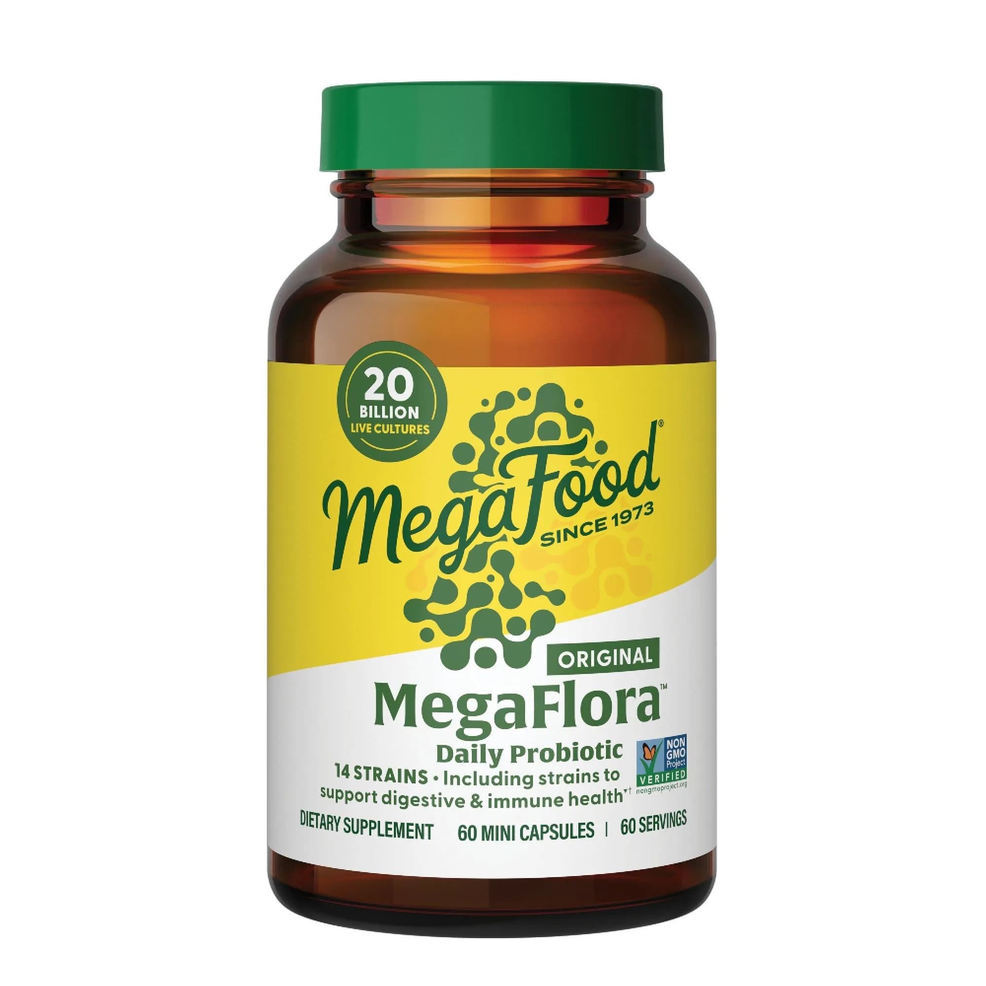 MegaFood MegaFlora Probiotic 20 Billion CFU | Vegetarian Capsules for Digestive & Immune Support in India - main product image