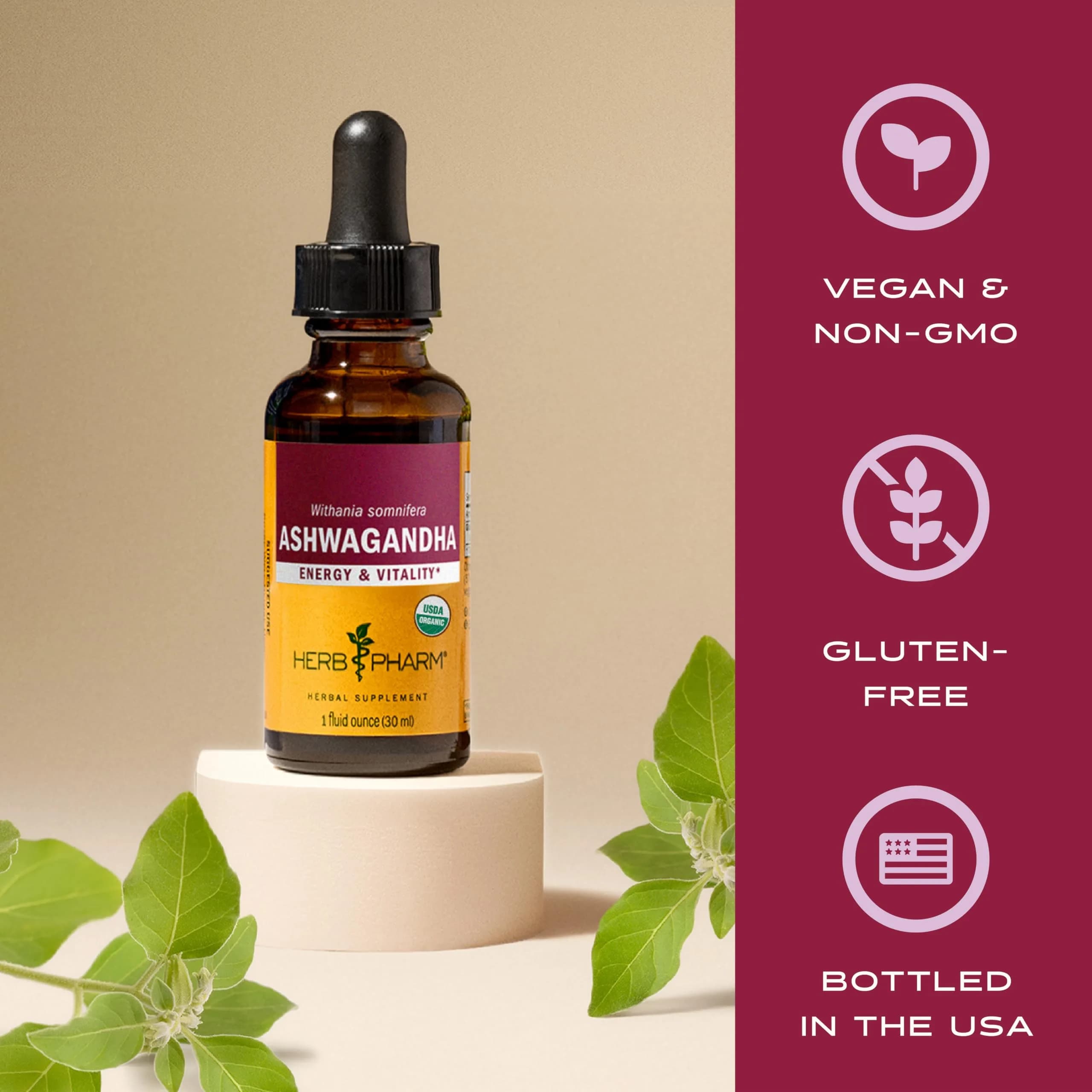 Herb Pharm Organic Ashwagandha Liquid Extract 118ml (4 fl oz) | Calming Ayurvedic Adaptogen for Stress Support - view 6