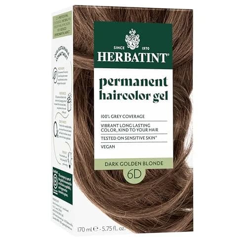 Herbatint Permanent Hair Dye 6D Dark Golden Blonde 165ml (5.75 Fl Oz) | Ammonia-Free Vegan Hair Color for Gray Coverage thumbnail 1