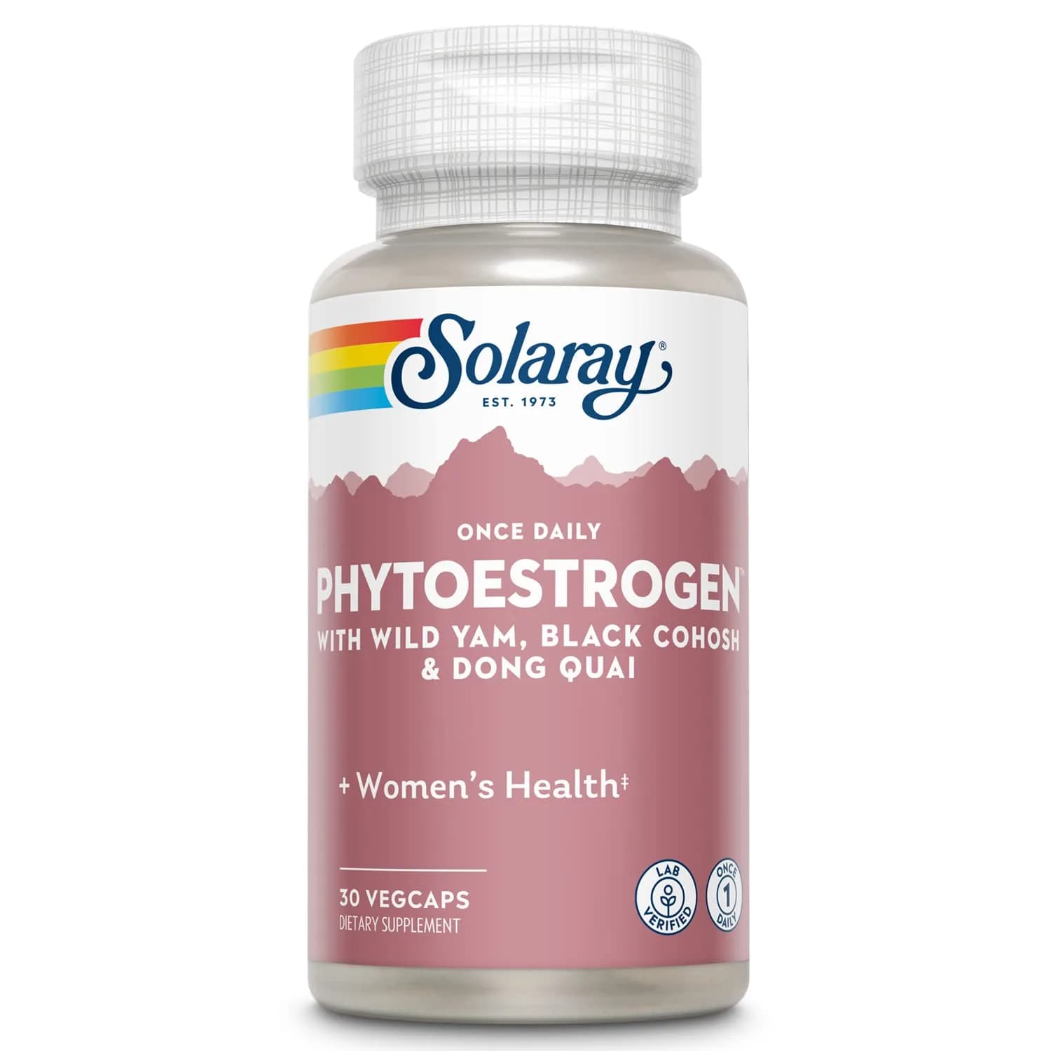 SOLARAY Once Daily Phytoestrogen VegCaps 30 Count (30 Servings) | Women's Health Support with Wild Yam, Soy, Black Cohosh & Dong Quai — No Color