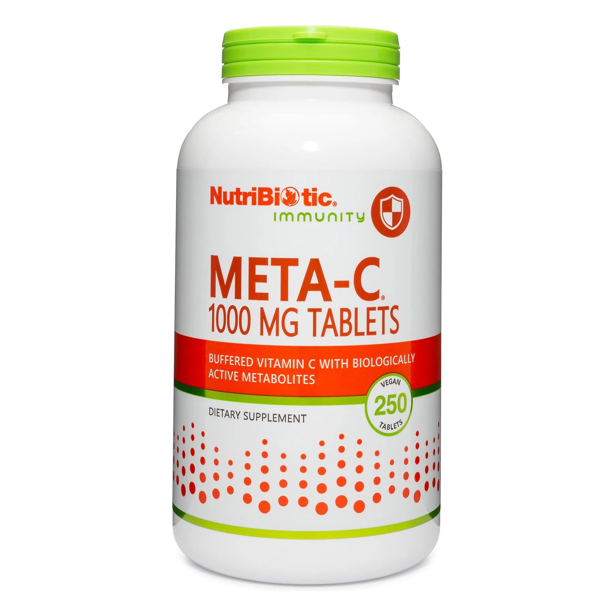 NutriBiotic Meta-C Tablets, 1000 mg Spirulina-Bound Vitamin C, 250 Count | Buffered with Calcium, Antioxidant & Collagen Support — No Color