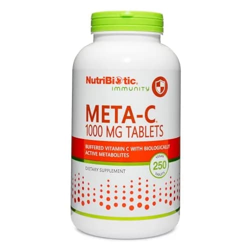 NutriBiotic Meta-C Tablets, 1000 mg Spirulina-Bound Vitamin C, 250 Count | Buffered with Calcium, Antioxidant & Collagen Support thumbnail 1