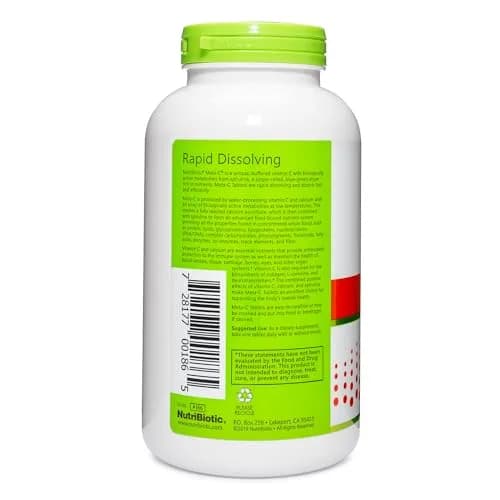 NutriBiotic Meta-C Tablets, 1000 mg Spirulina-Bound Vitamin C, 250 Count | Buffered with Calcium, Antioxidant & Collagen Support thumbnail 2