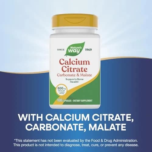 Nature's Way Calcium Citrate, Carbonate & Malate 500mg 100 Count | Supports Healthy Bones & Teeth thumbnail 4