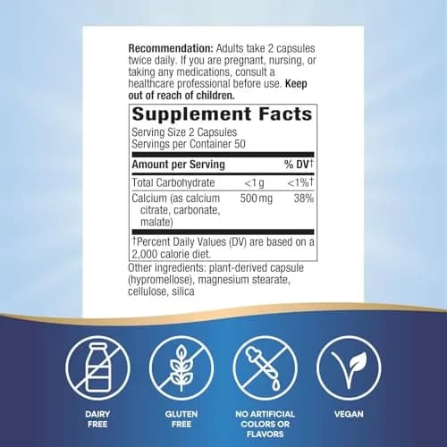 Nature's Way Calcium Citrate, Carbonate & Malate 500mg 100 Count | Supports Healthy Bones & Teeth thumbnail 5