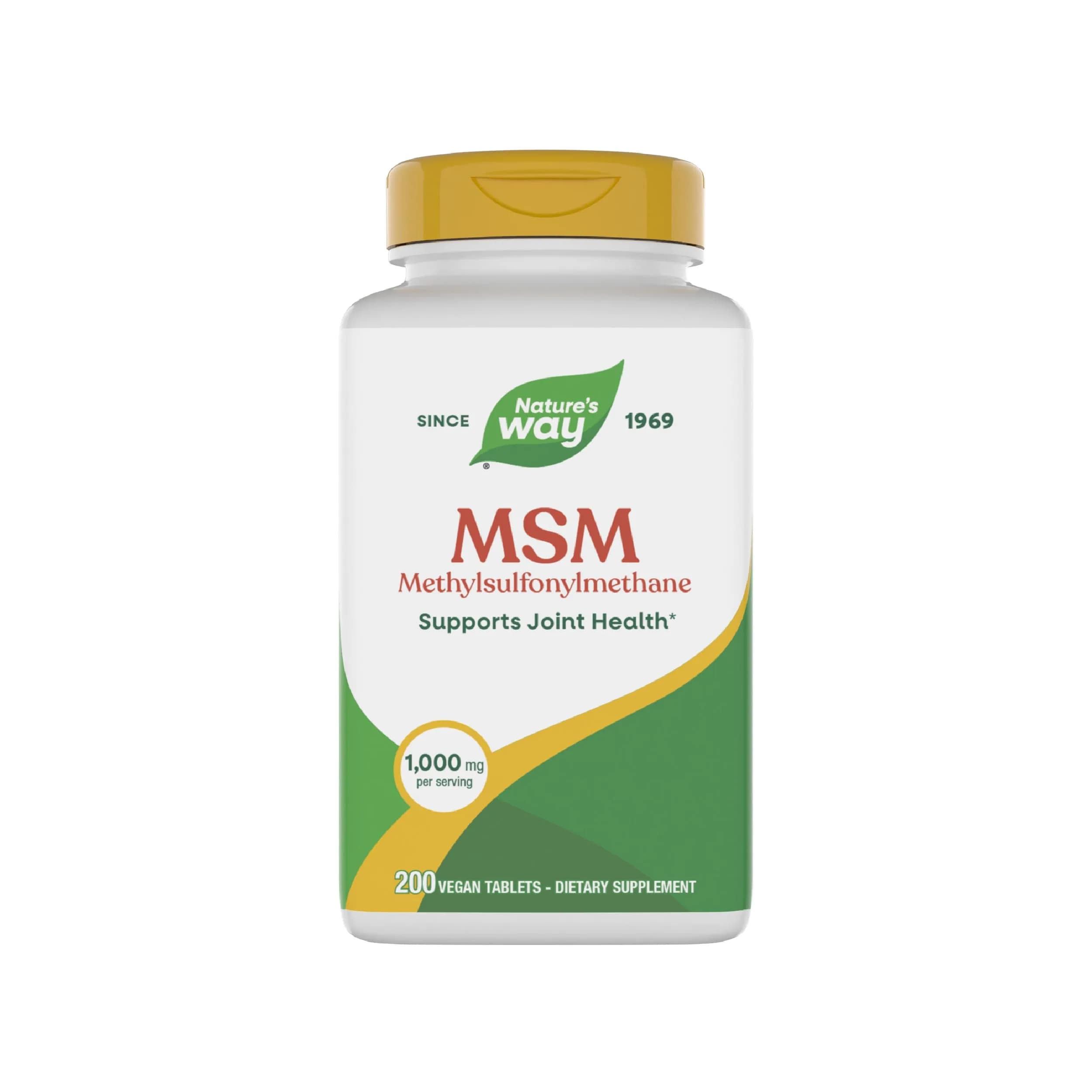 Nature's Way MSM 1000 mg | Supports Joint, Hair & Nails | 200 Tablets (Vegan, Gluten-Free)