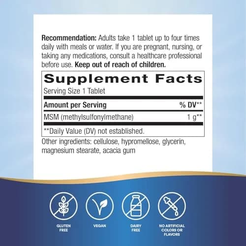 Nature's Way MSM 1000 mg | Supports Joint, Hair & Nails | 200 Tablets (Vegan, Gluten-Free) thumbnail 5